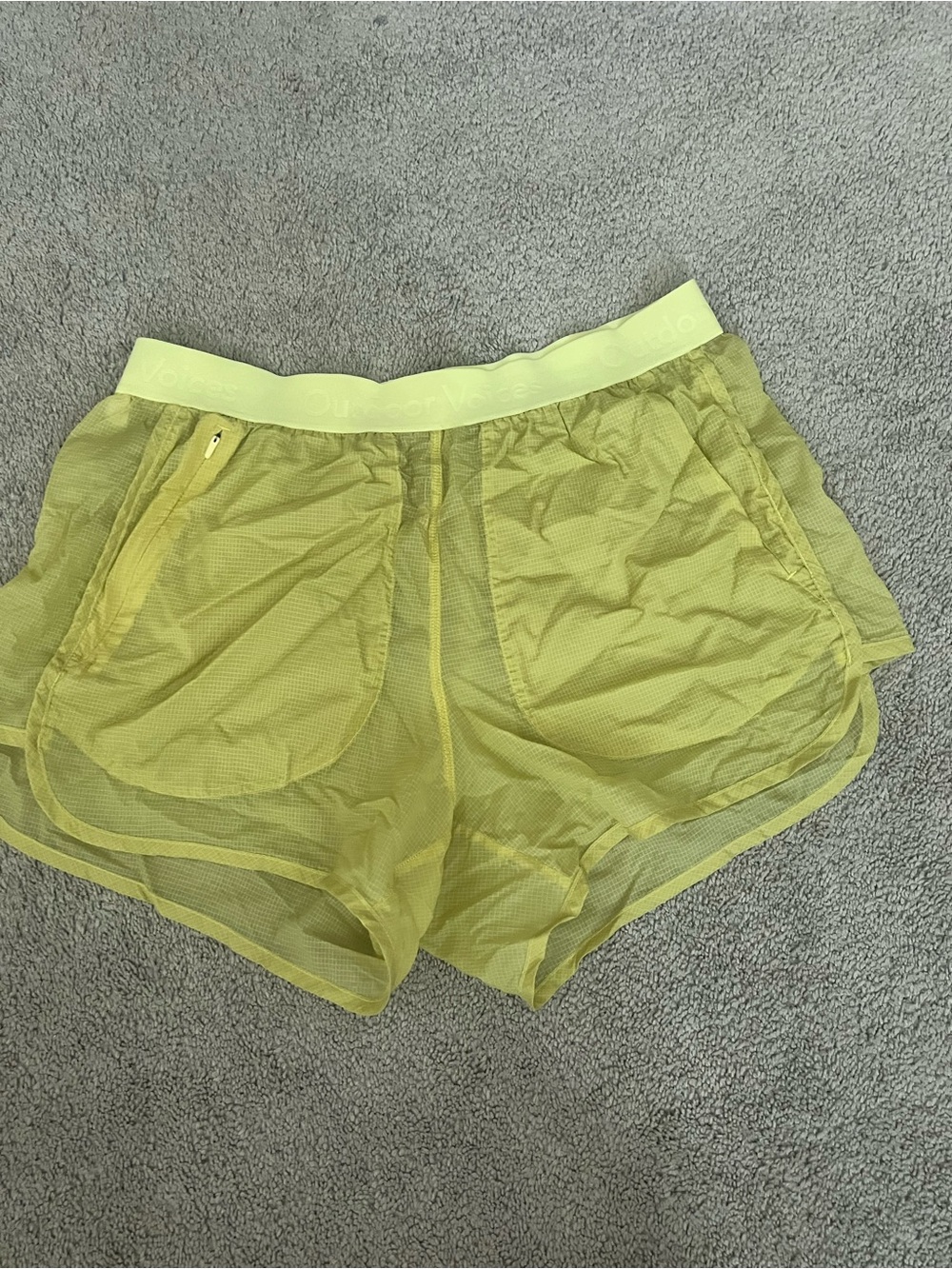 Lime Outdoor Voices Breaklite shorts